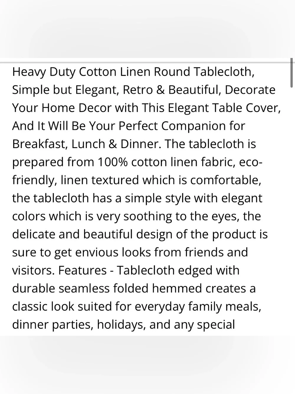 Heavyweight Cotton Tablecloth 55” Round - WHITE